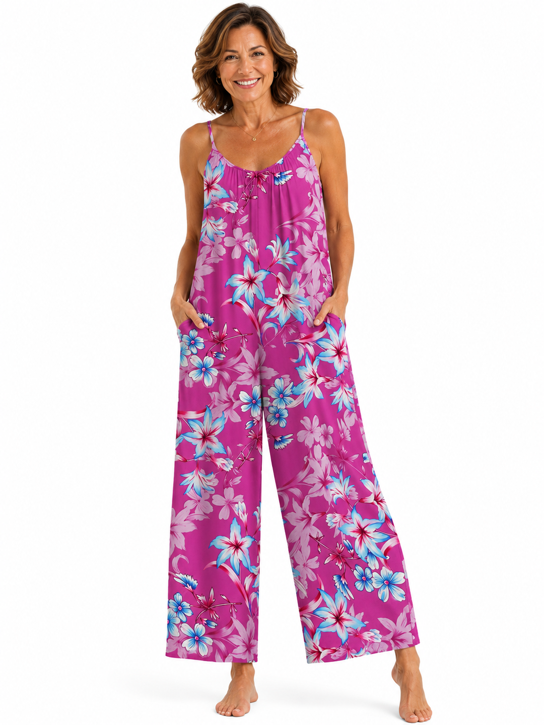 JOYCE | Salopettes de Plage à Imprimé Floral Décontractées et Amples
