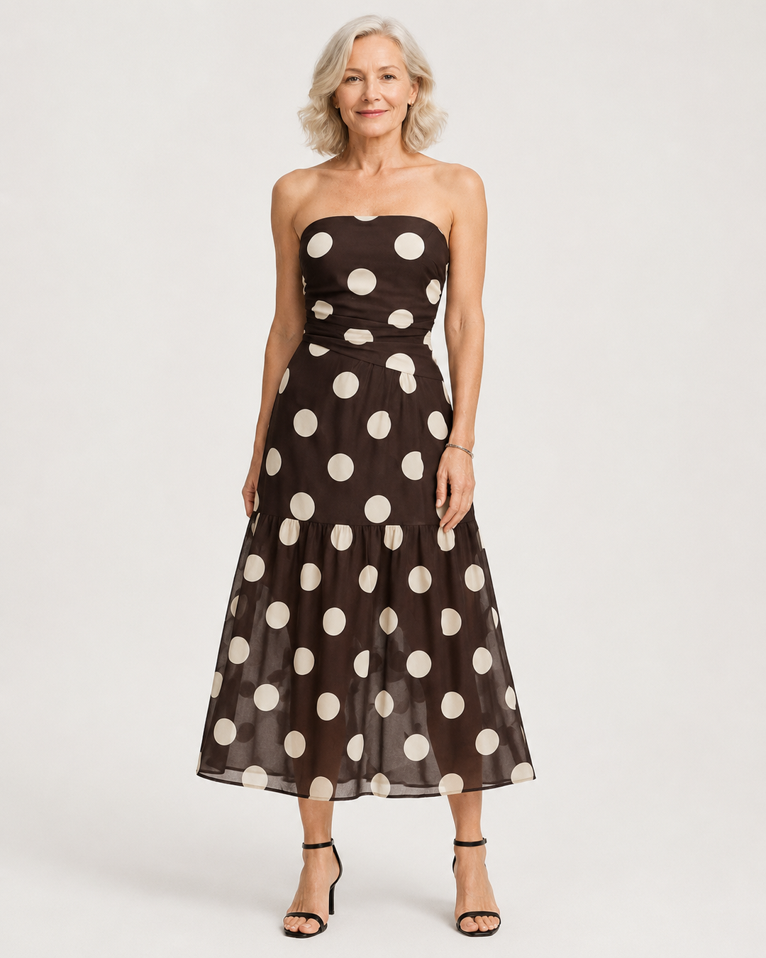 MADELYN |  Robe élégante à pois sans bretelles