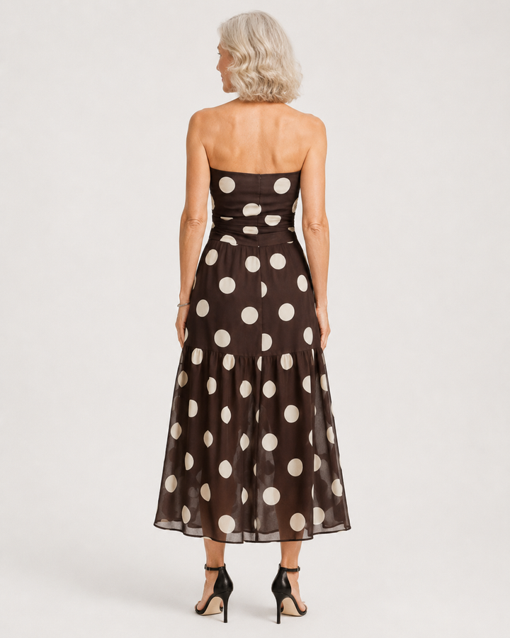 MADELYN |  Robe élégante à pois sans bretelles