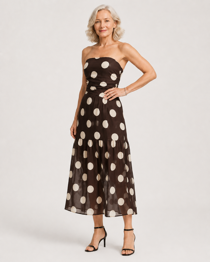 MADELYN |  Robe élégante à pois sans bretelles