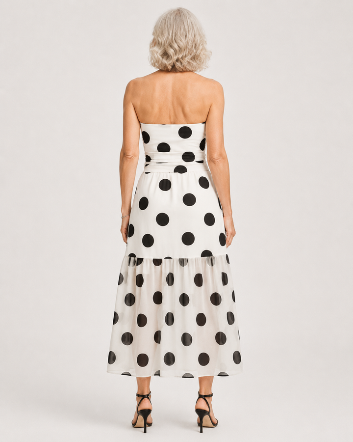 MADELYN |  Robe élégante à pois sans bretelles