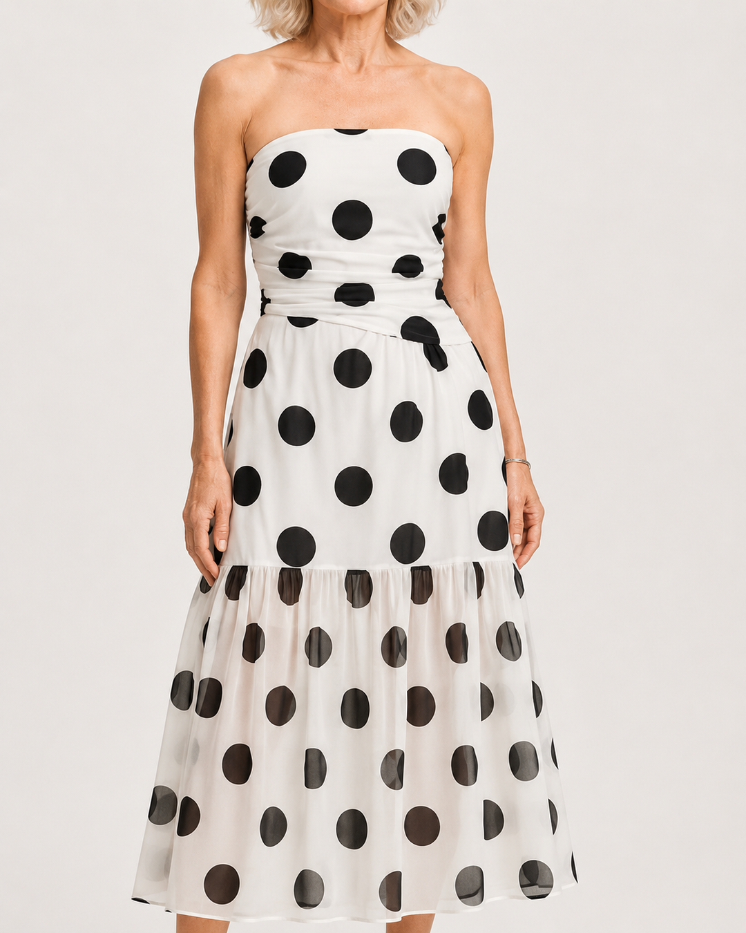 MADELYN |  Robe élégante à pois sans bretelles