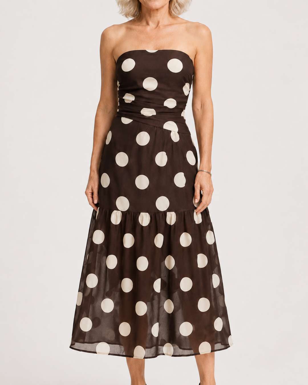 MADELYN |  Robe élégante à pois sans bretelles