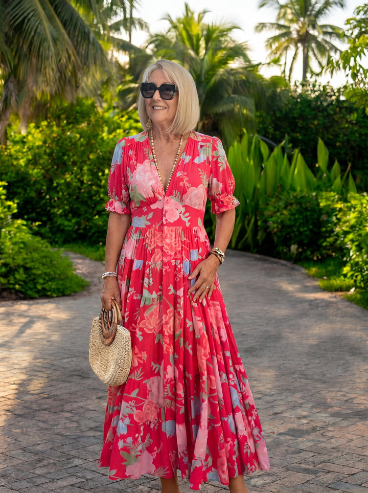 Miriam – Robe fleurie avec décolleté en V