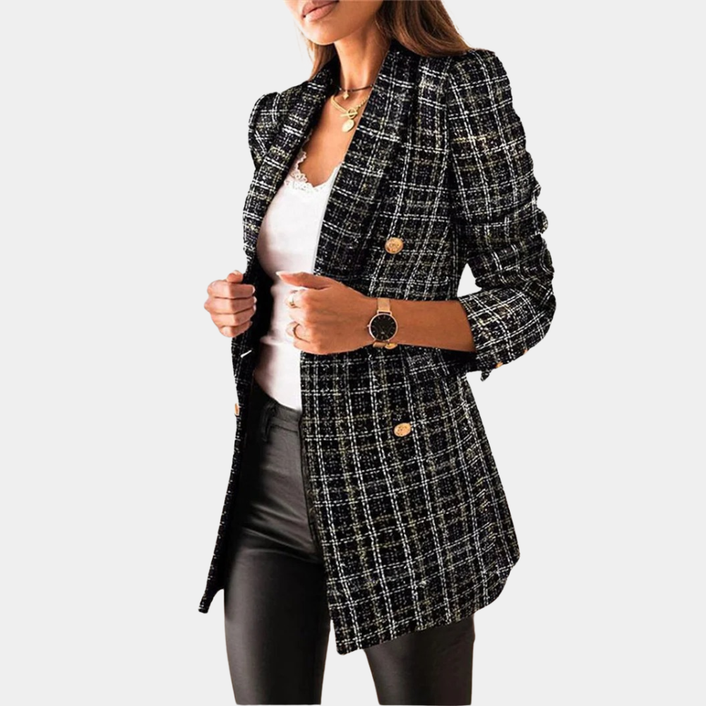 Blazer long avec poches à rabat pour femme