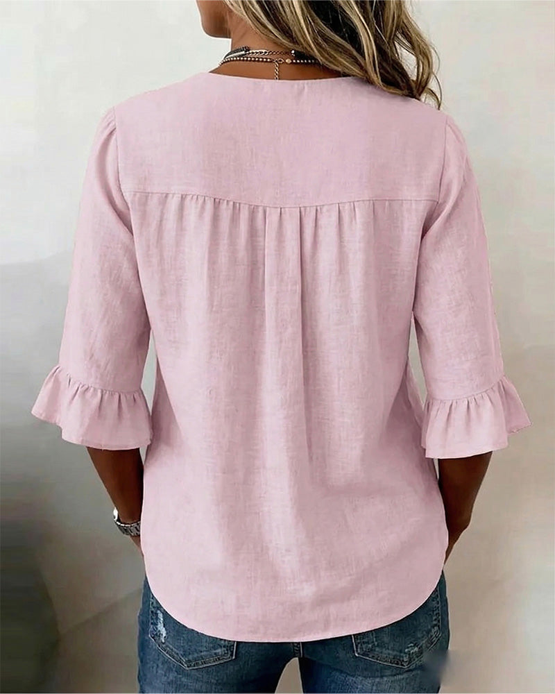 Sophie | Blouse légère en coton-lin avec boutons en bois