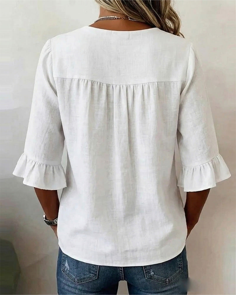 Sophie | Blouse légère en coton-lin avec boutons en bois