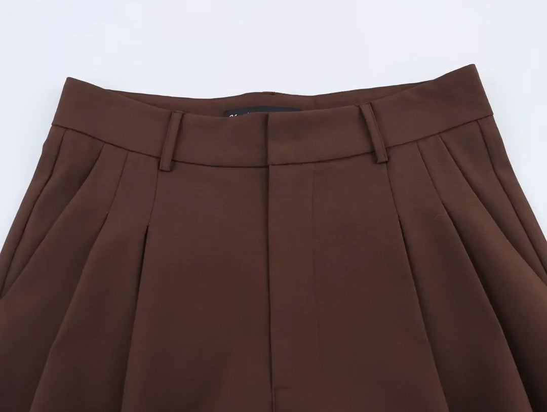 Marisse | Pantalons plissés taille haute avec jambes larges