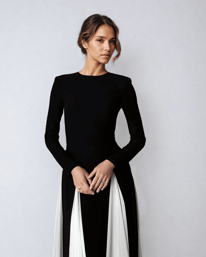 BABETTE | Robe Maxi Élégante Noir Et Blanc