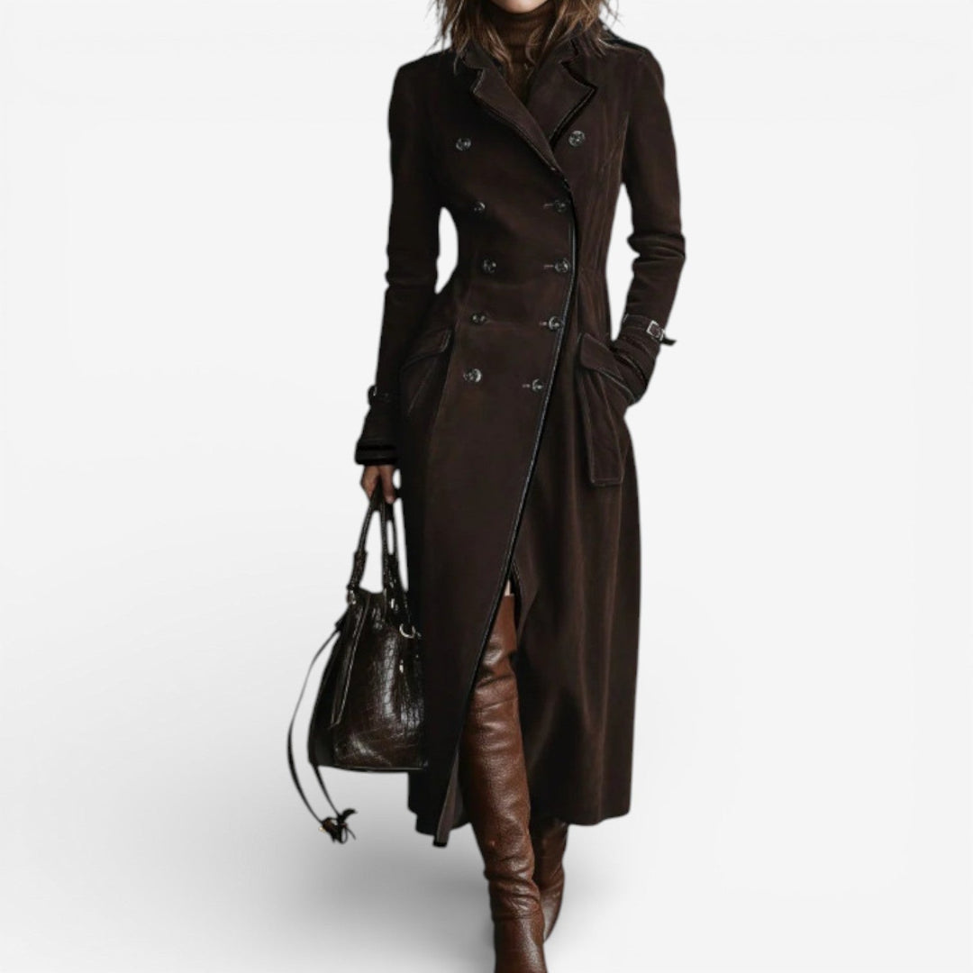 NATHALY™ | Manteau Trench Long avec Taille Flatteuse et Style Intemporel pour le Jour et la Ville