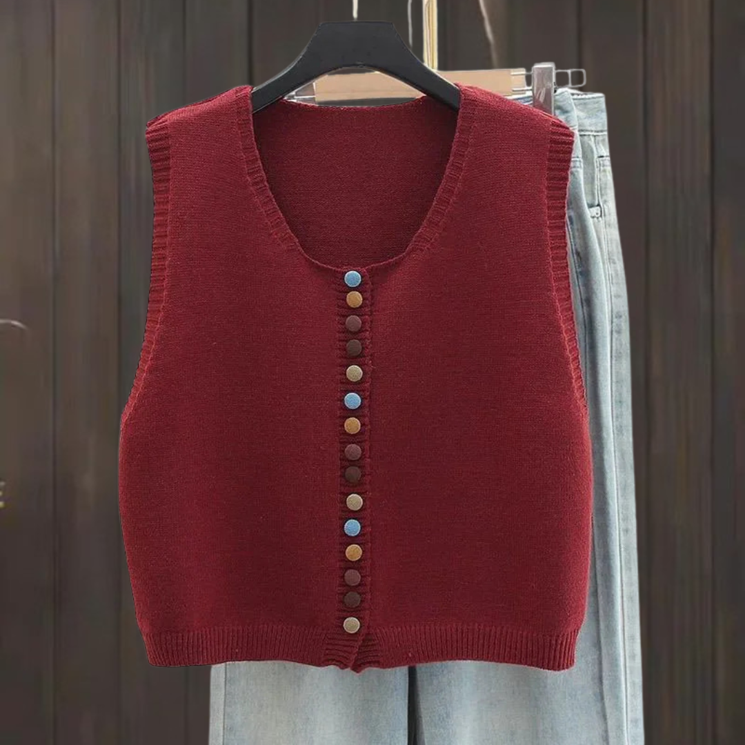 LE MARIBEL | GILET TRICOT À BOUTONS COLORÉS