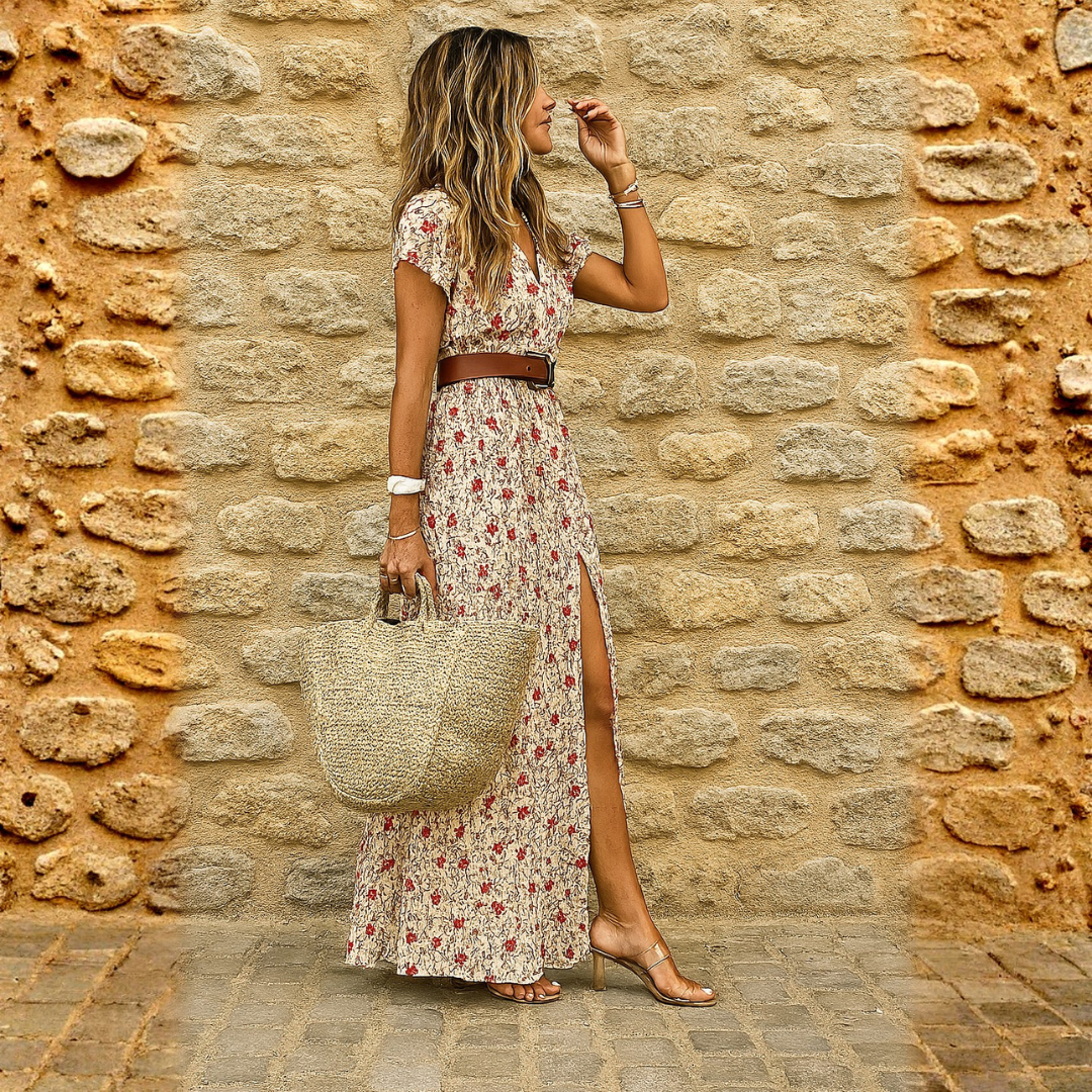 Joselin™ – Robe longue bohème et fluide avec ceinture