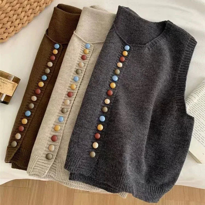 LE MARIBEL | GILET TRICOT À BOUTONS COLORÉS