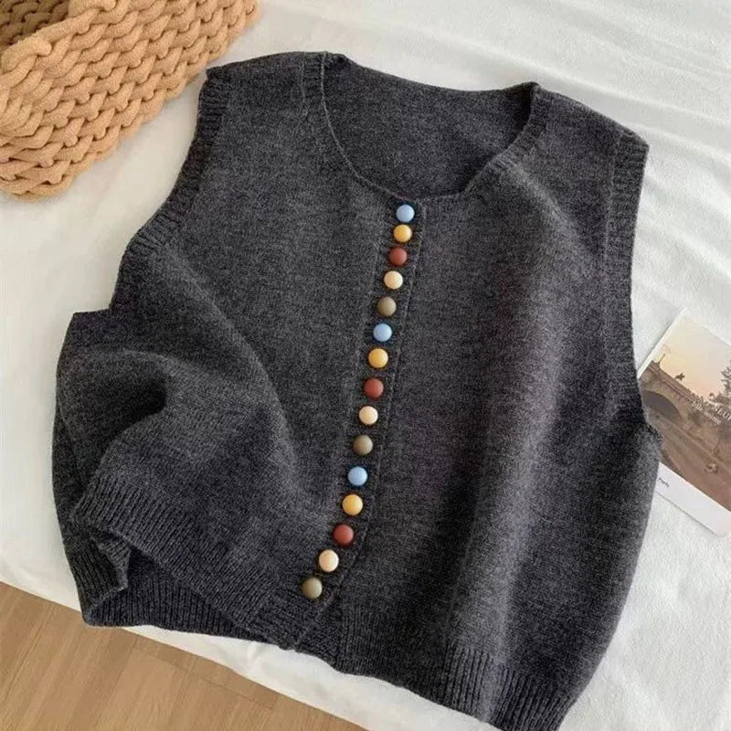 LE MARIBEL | GILET TRICOT À BOUTONS COLORÉS