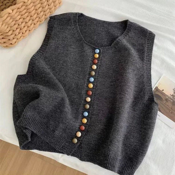 LE MARIBEL | GILET TRICOT À BOUTONS COLORÉS