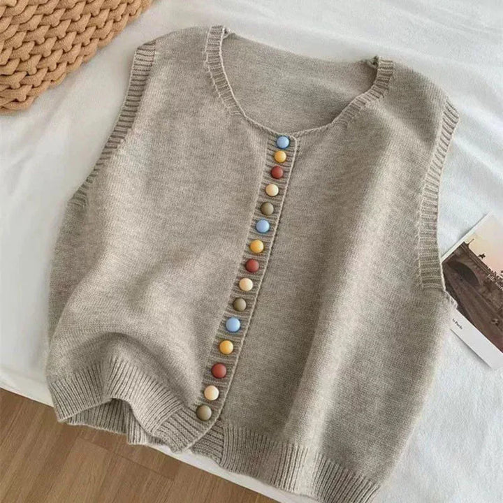 LE MARIBEL | GILET TRICOT À BOUTONS COLORÉS