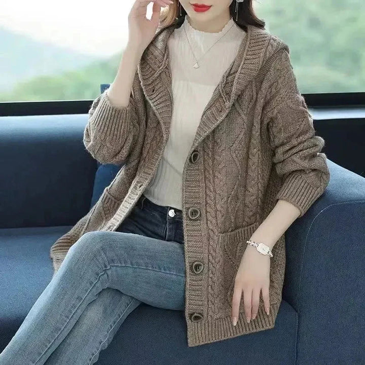Lina™ - Cardigan Élégant en Maille Diamant