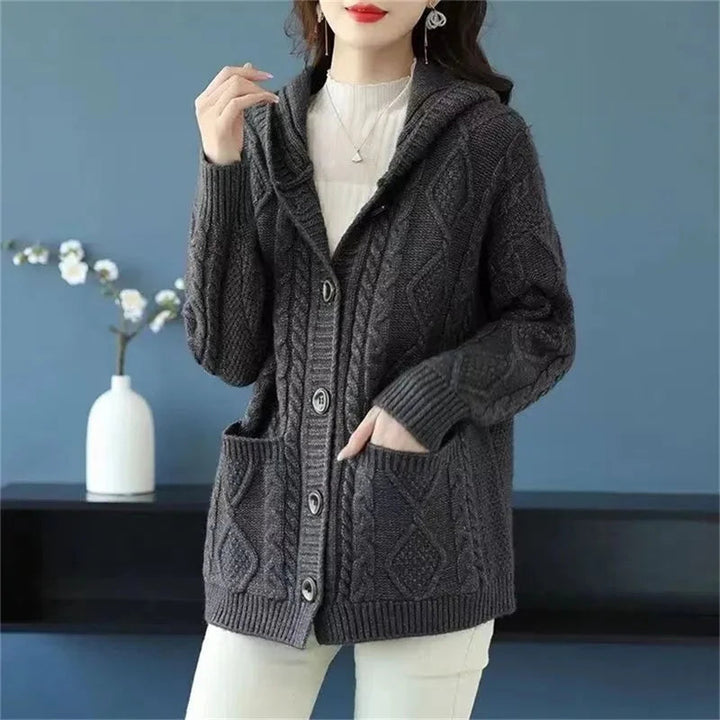 Lina™ - Cardigan Élégant en Maille Diamant