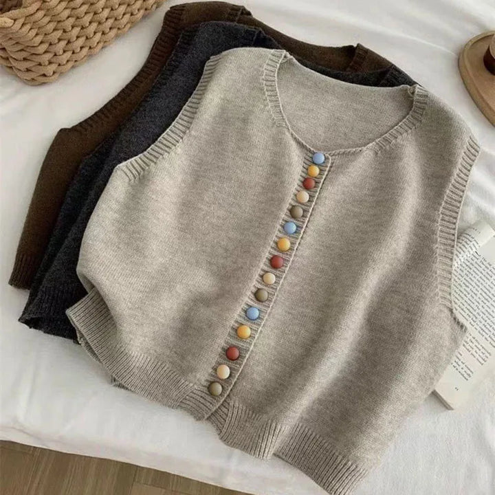 LE MARIBEL | GILET TRICOT À BOUTONS COLORÉS