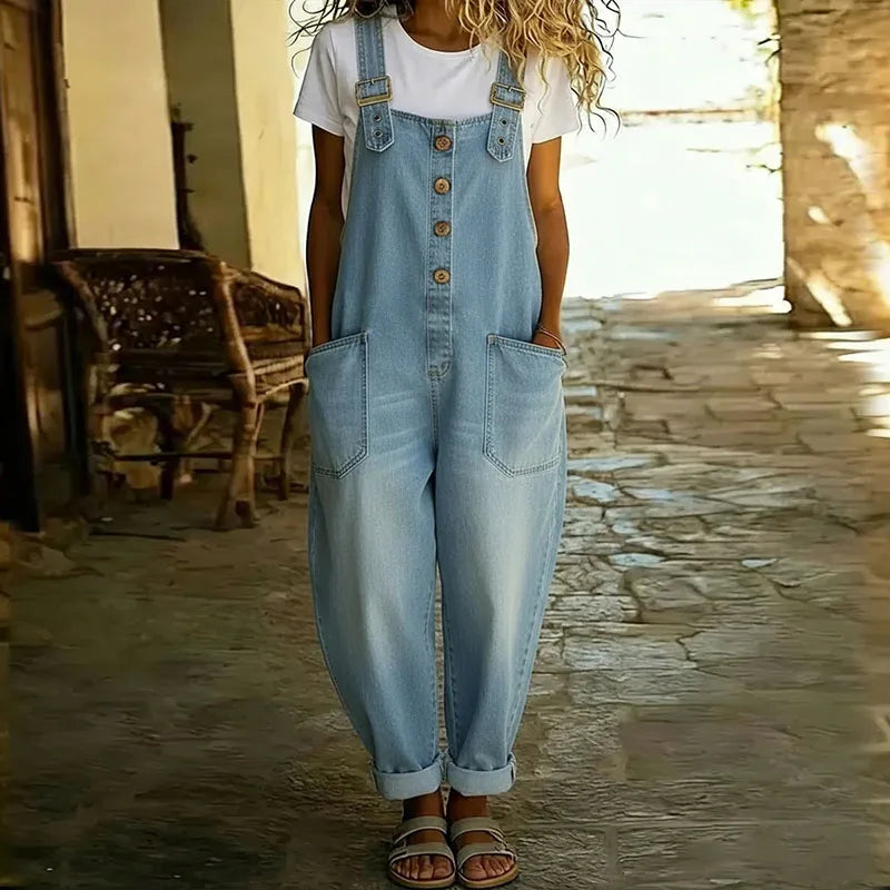 Mae | Salopette en denim vintage avec bretelles réglables