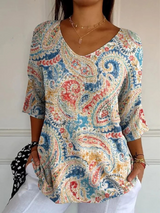 Pull en tricot vintage ethnique à imprimé floral pour femmes
