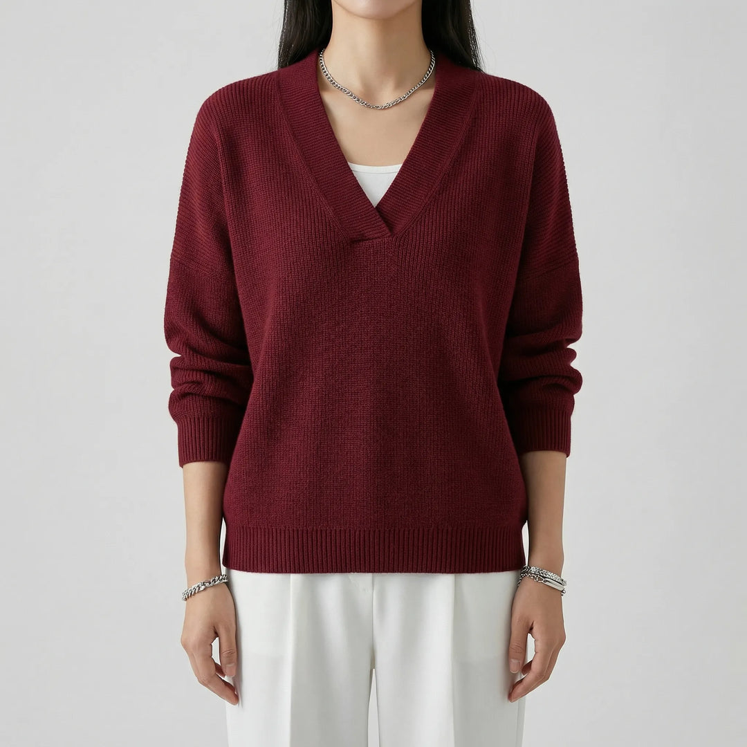 MAXEMA | Pull en V en maille fine