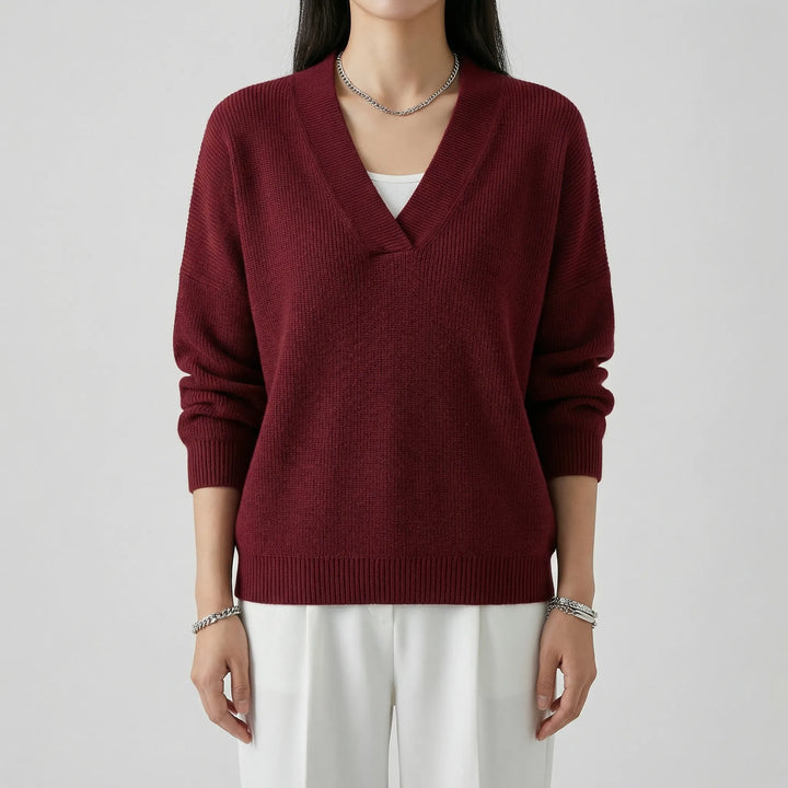 MAXEMA | Pull en V en maille fine