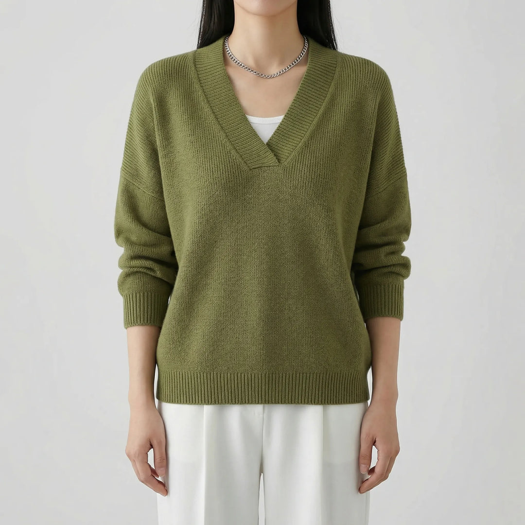 MAXEMA | Pull en V en maille fine