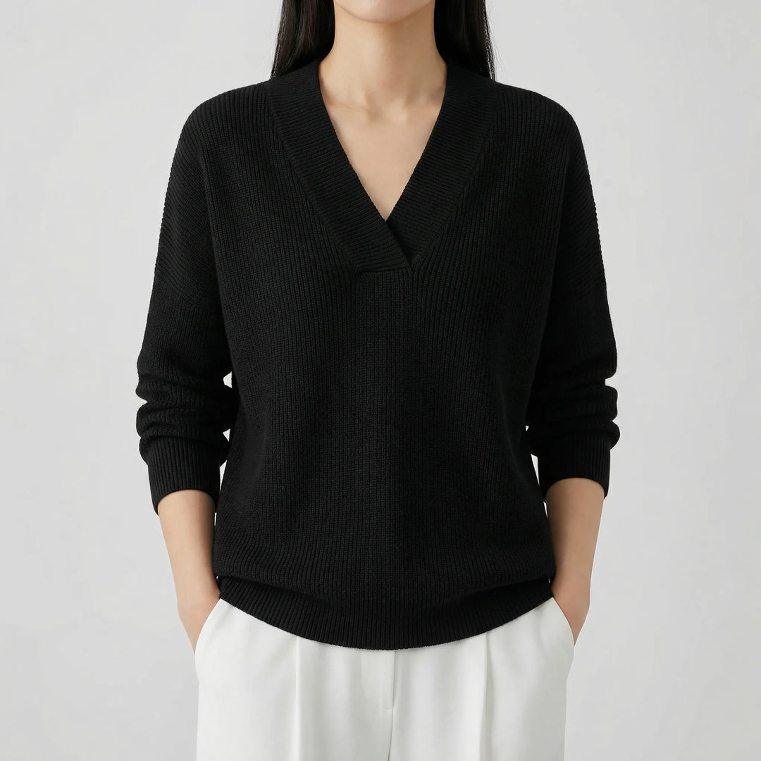 MAXEMA | Pull en V en maille fine