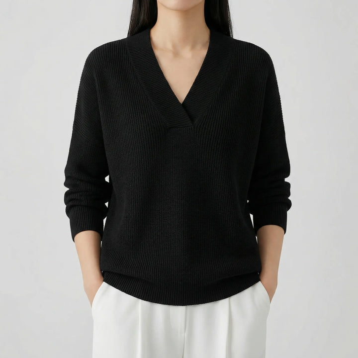 MAXEMA | Pull en V en maille fine