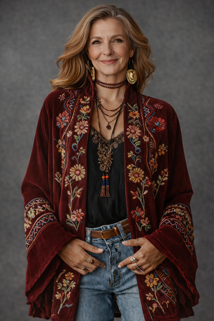 Kerrie | Kimono en Velours Bohème Chic