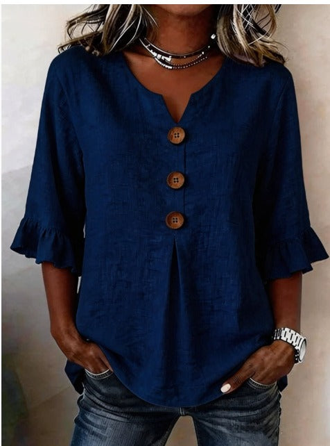Sophie | Blouse légère en coton-lin avec boutons en bois