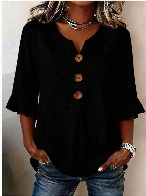 Sophie | Blouse légère en coton-lin avec boutons en bois