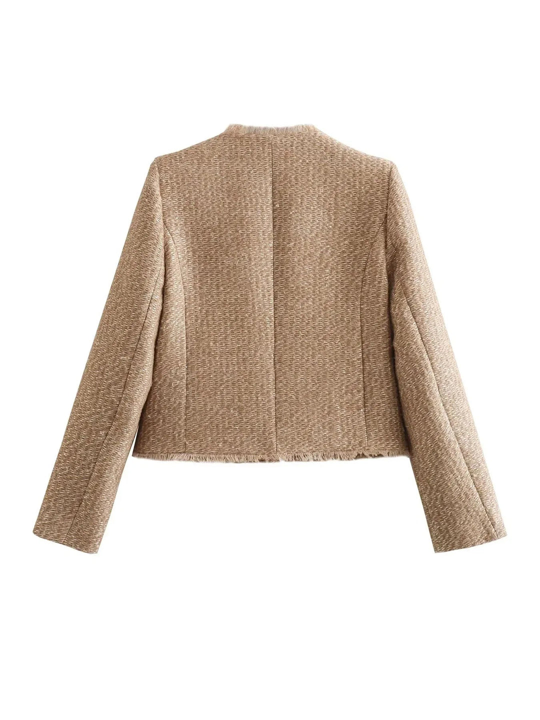 Blazer pour femme – sans col, boutons dorés, quatre poches