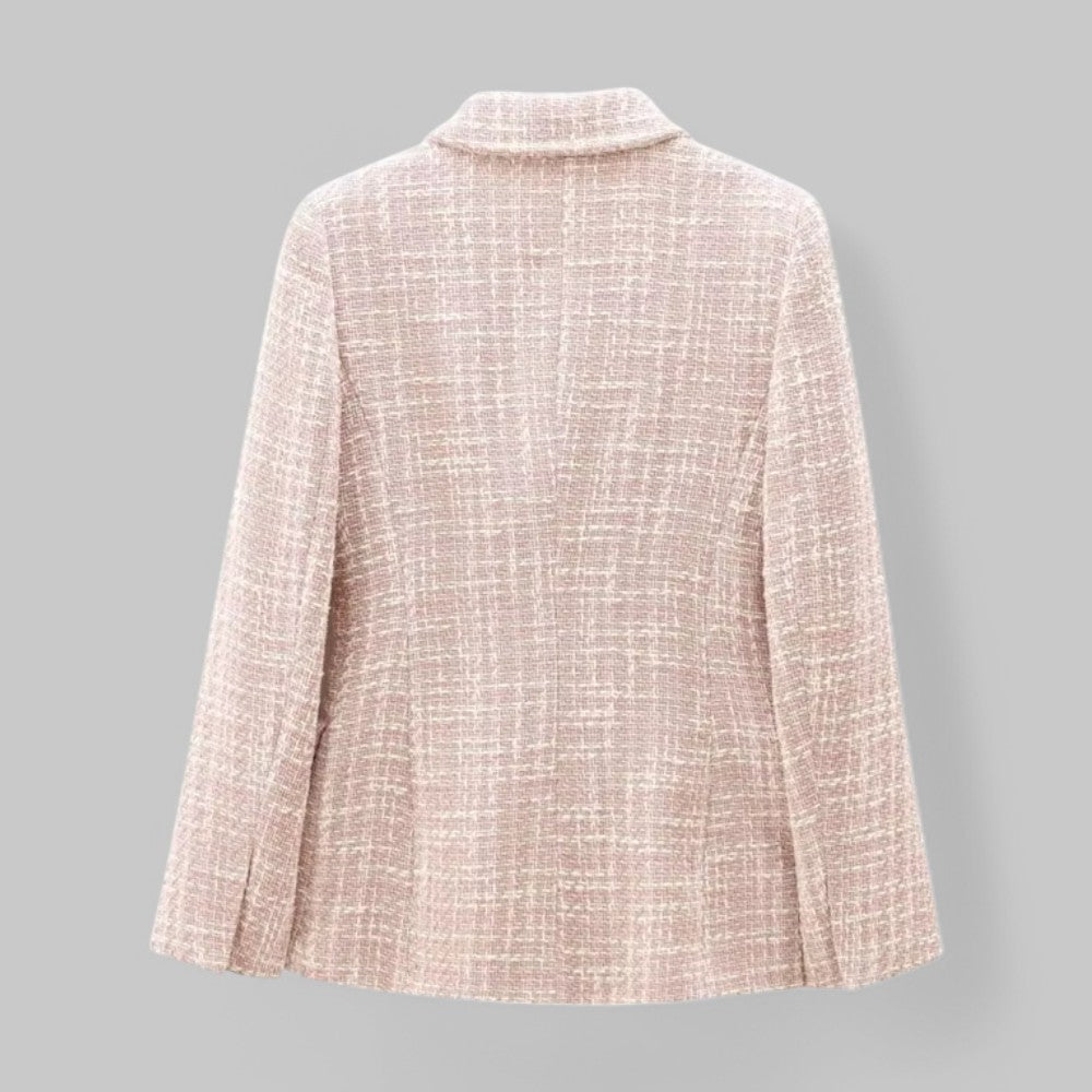 Blazer classique croisé en tweed rose pour femme