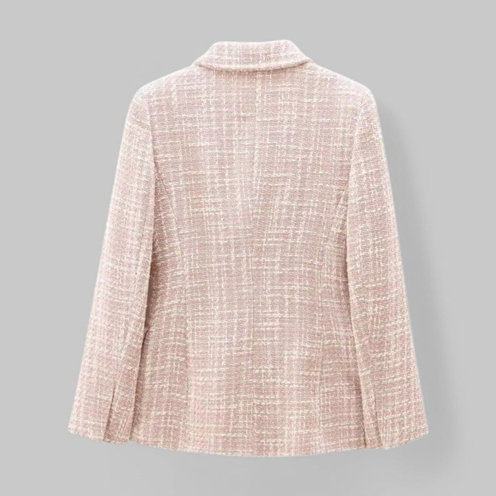 Blazer classique croisé en tweed rose pour femme