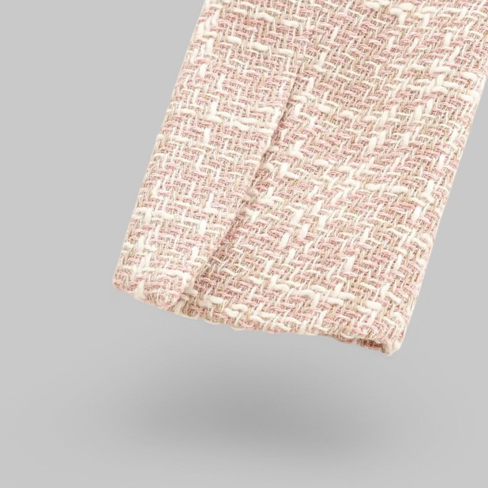 Blazer classique croisé en tweed rose pour femme