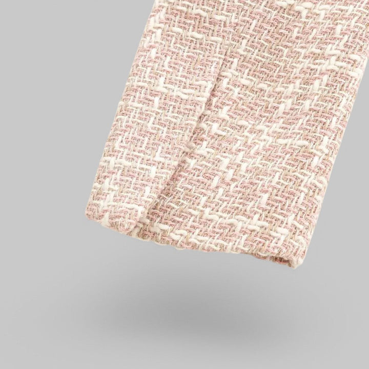 Blazer classique croisé en tweed rose pour femme