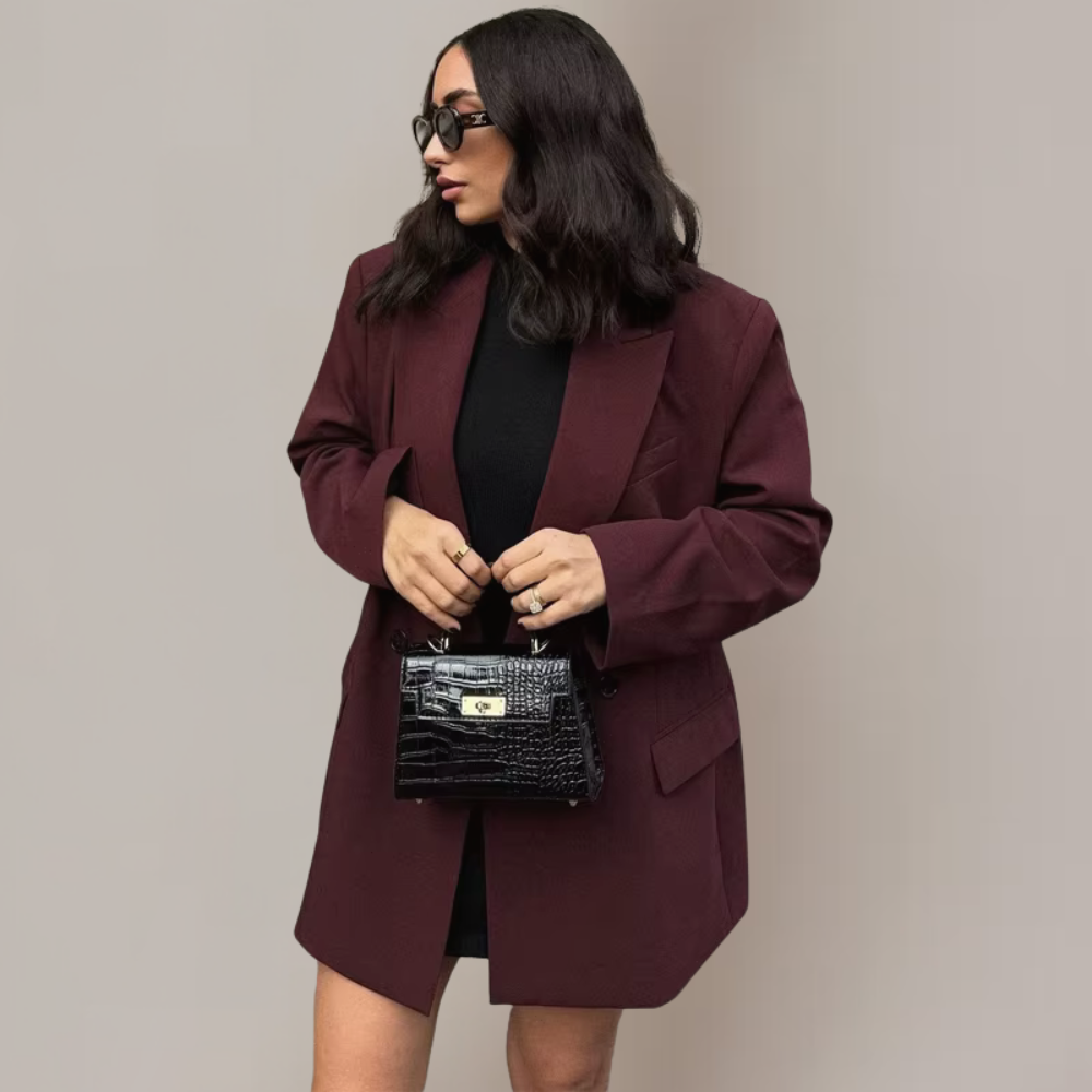 Blazer bordeaux ajusté pour femme – coupe raffinée pour un style chic décontracté
