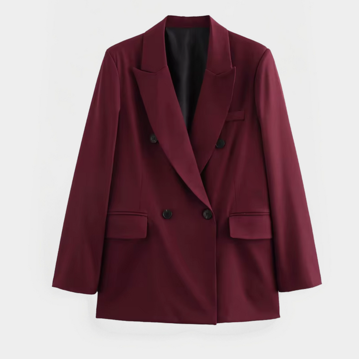 Blazer bordeaux ajusté pour femme – coupe raffinée pour un style chic décontracté