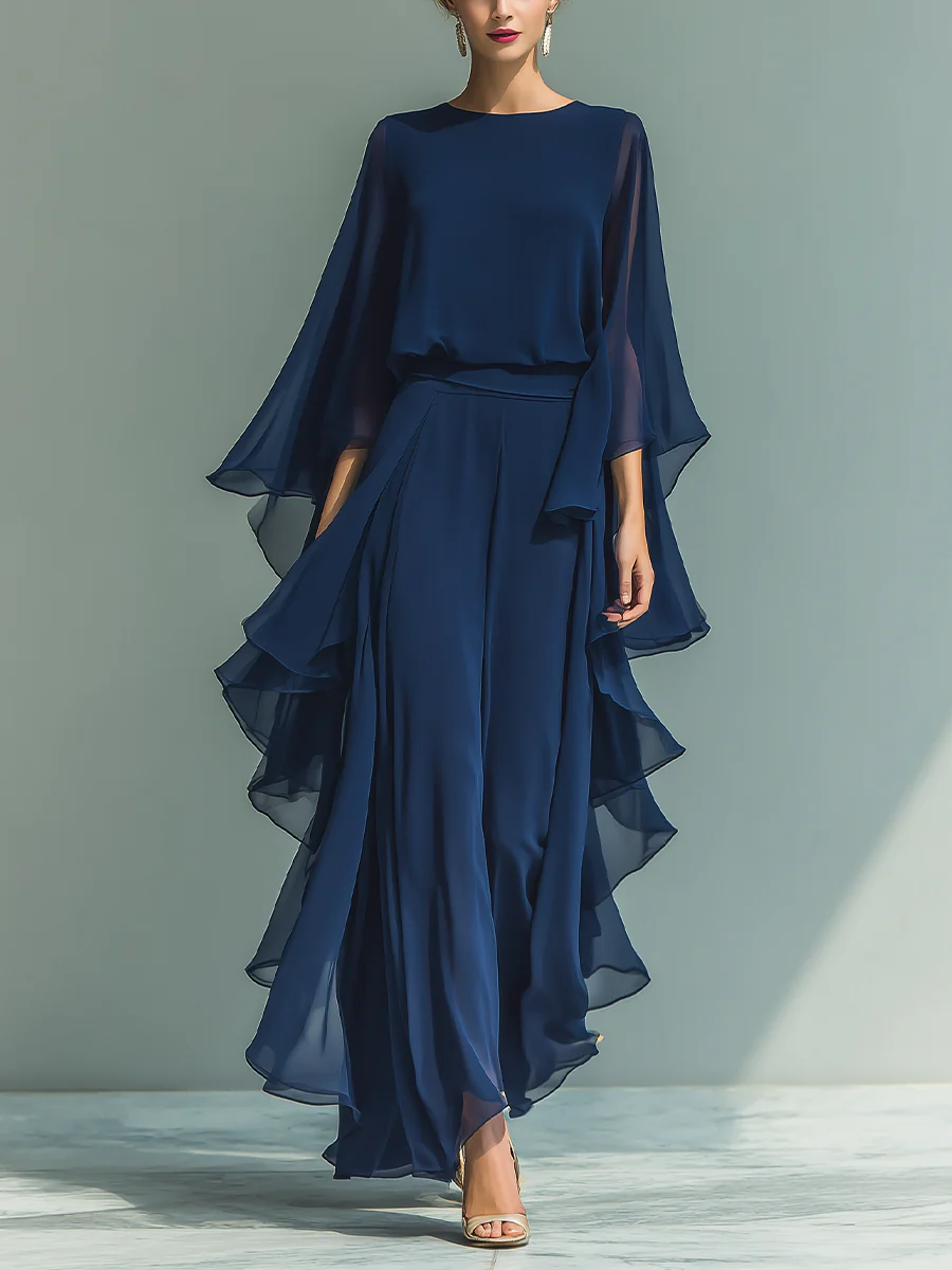 Mirelle | Ensemble Élégant en Chiffon avec Volants