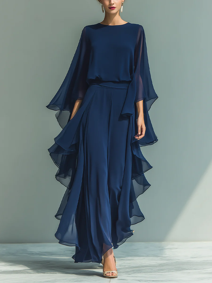 Mirelle | Ensemble Élégant en Chiffon avec Volants