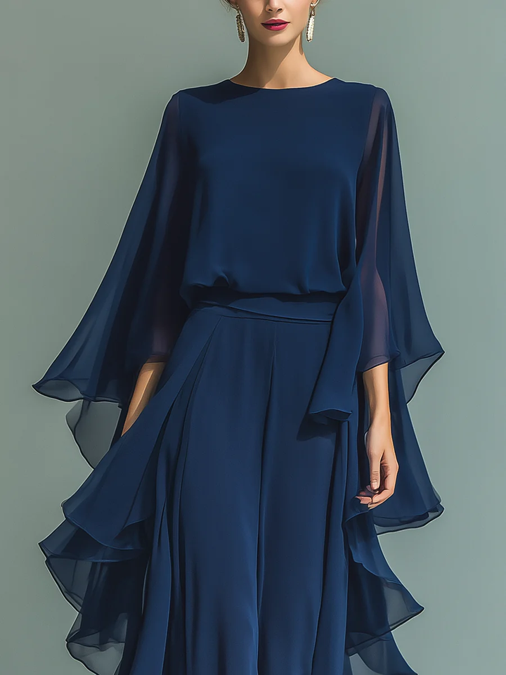 Mirelle | Ensemble Élégant en Chiffon avec Volants