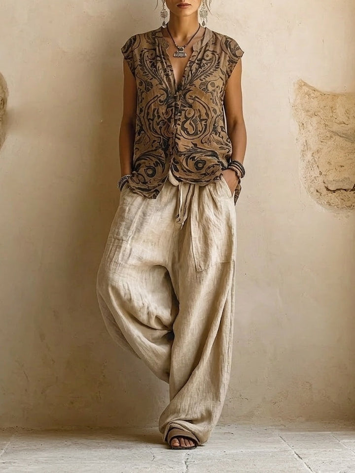 Ensemble Naturel de 3 Pièces - Mélange premium de coton et lin