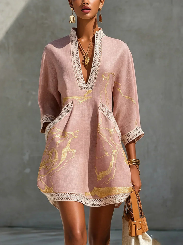 Fortuna | Robe mini noire avec broderies dorées