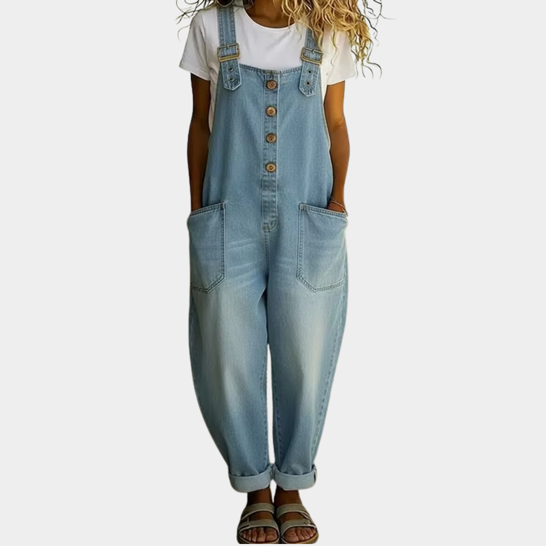 Mae | Salopette en denim vintage avec bretelles réglables