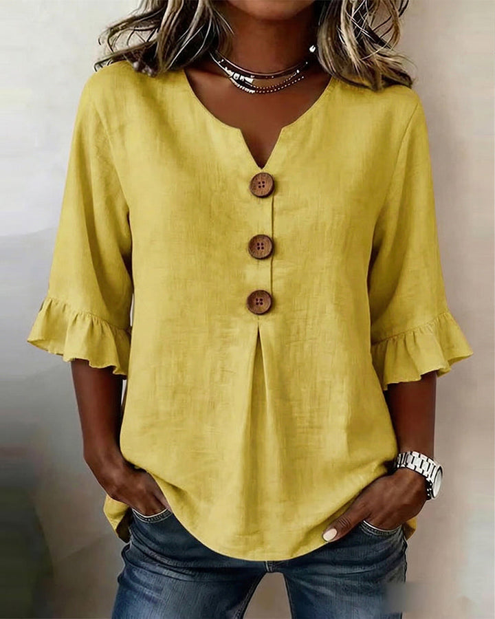 Sophie | Blouse légère en coton-lin avec boutons en bois