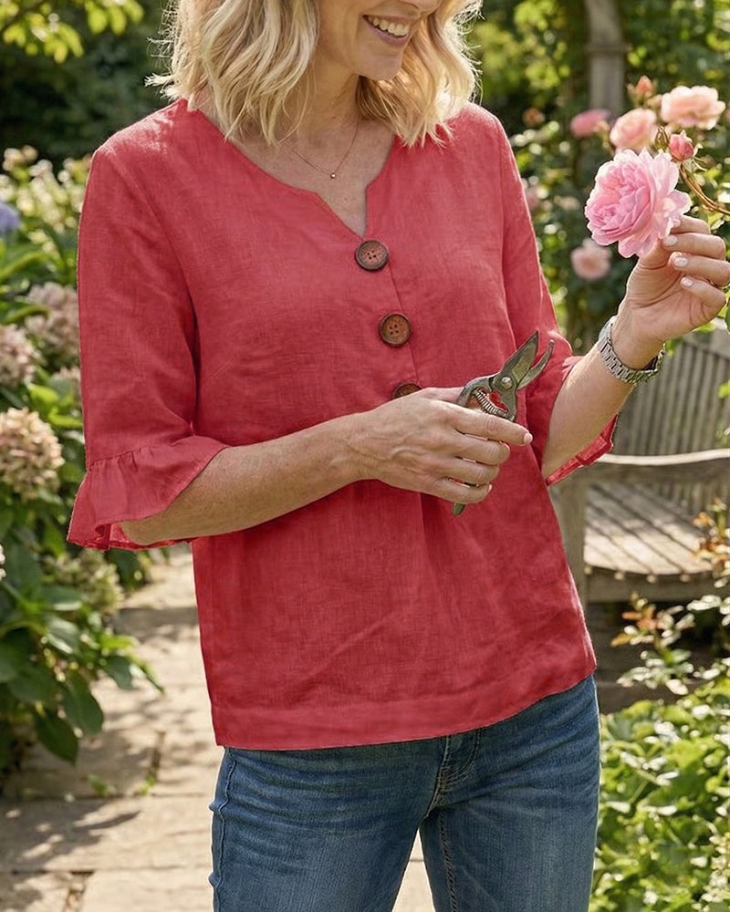 Sophie | Blouse légère en coton-lin avec boutons en bois