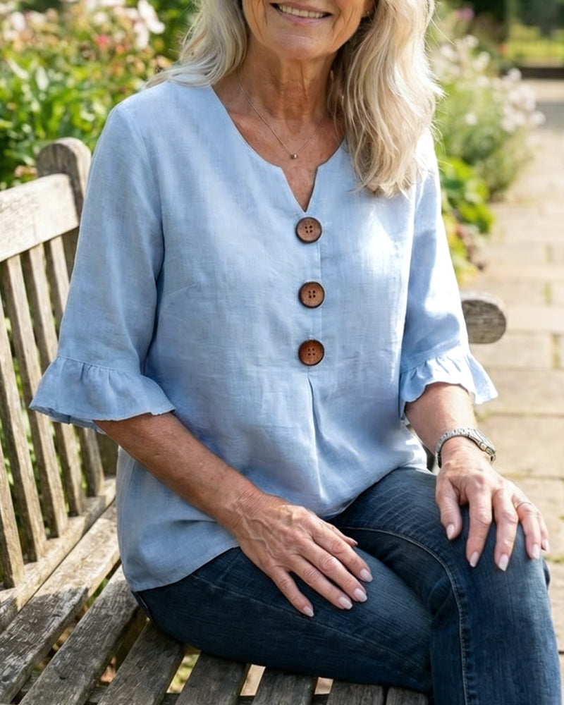 Sophie | Blouse légère en coton-lin avec boutons en bois