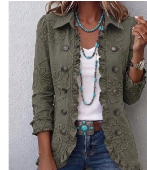 Veste Alessandra boho-chic brodée à finitions volantées